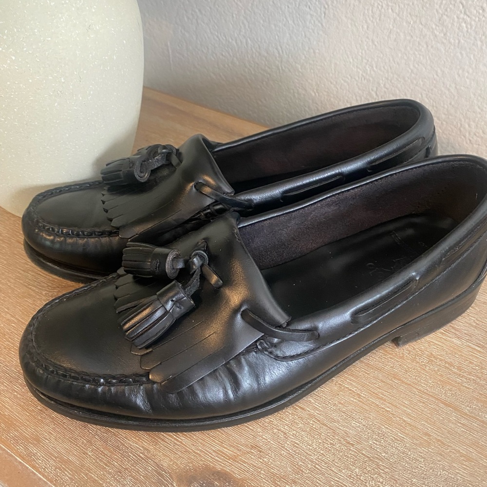 Vintage Polo by Ralph Lauren Black Leather Tassel Loafers Size 8